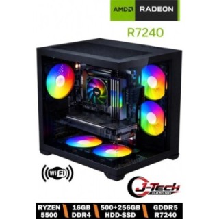 J-Tech Pulse R5-5500 16 GB 500 GB+256 GB SSD R7240 FreeDOS Desktop PC