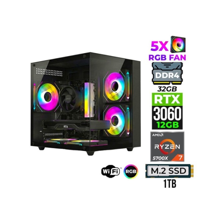 Xaser Mage X110-10400-10400X R7-5700X 32 GB 1 TB M.2 NVMe SSD 12 GB RTX3060 Gaming Desktop PC