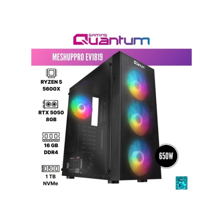 Quantum Gaming Meshuppro Ev1819 R5-5600x 16 GB 1 TB 8 GB RTX5050 Gaming Desktop PC