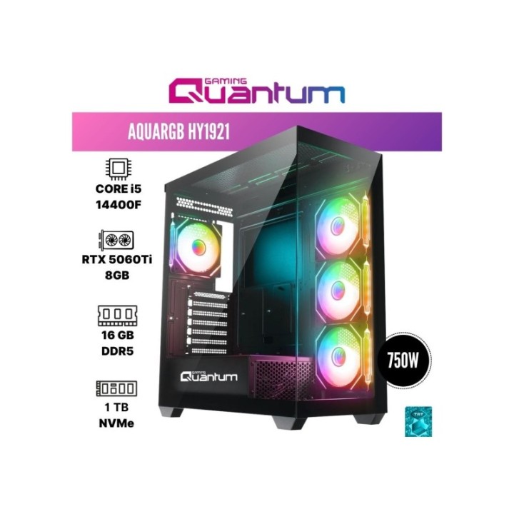 Quantum Gaming Aquargb HY1921 i5-14400F 16 GB 1 TB NVMe SSD RTX5060Tİ FreeDOS Gaming Desktop PC