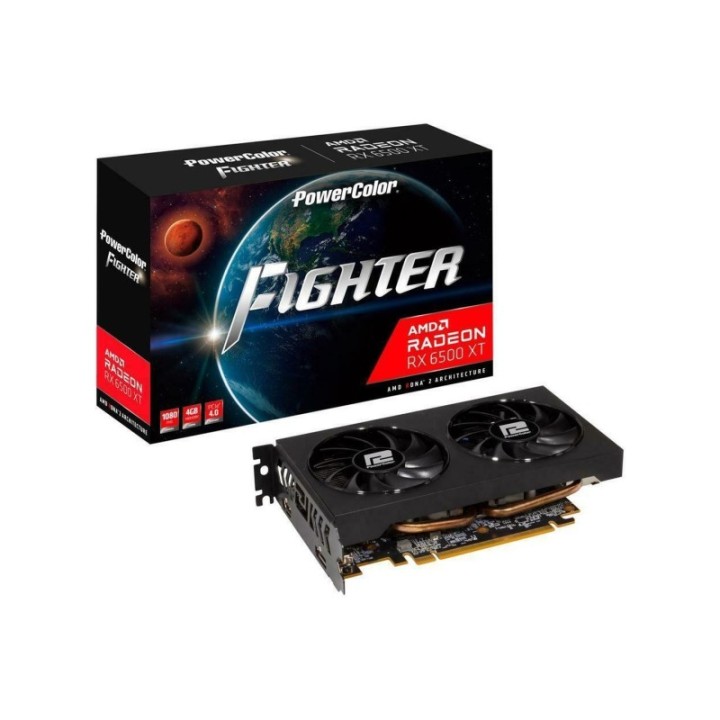 PowerColor AMD Radeon RX 6500 XT Fighter OC AXRX 6500XT 4 GBD6-DH/OC 4 GB GDDR6 64 Bit Graphics Card