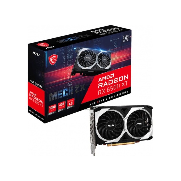 MSI AMD Radeon RX 6500 XT Mech 2X 4G OC 4 GB GDDR6 64 Bit Graphics Card