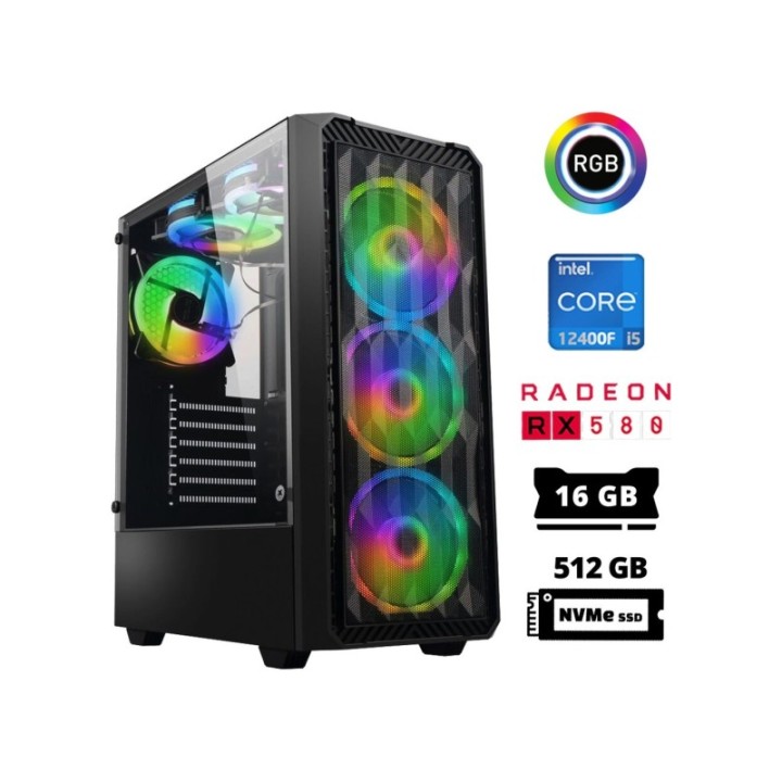 Xaser ABYSSX2 i5-12400F 16 GB 512 GB M.2 NVMe SSD 8 GB RX580 23.8" FreeDOS Gaming Desktop PC