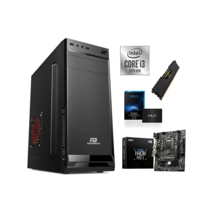 Power Boost Mid Tower i3-10100 8 GB DDR4 240 GB SSD FreeDOS Desktop PC