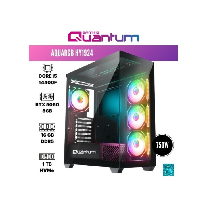 Quantum Gaming Aquargb HY1924 i5-14400F 16 GB 1 TB NVMe SSD RTX5060 FreeDOS Gaming Desktop PC