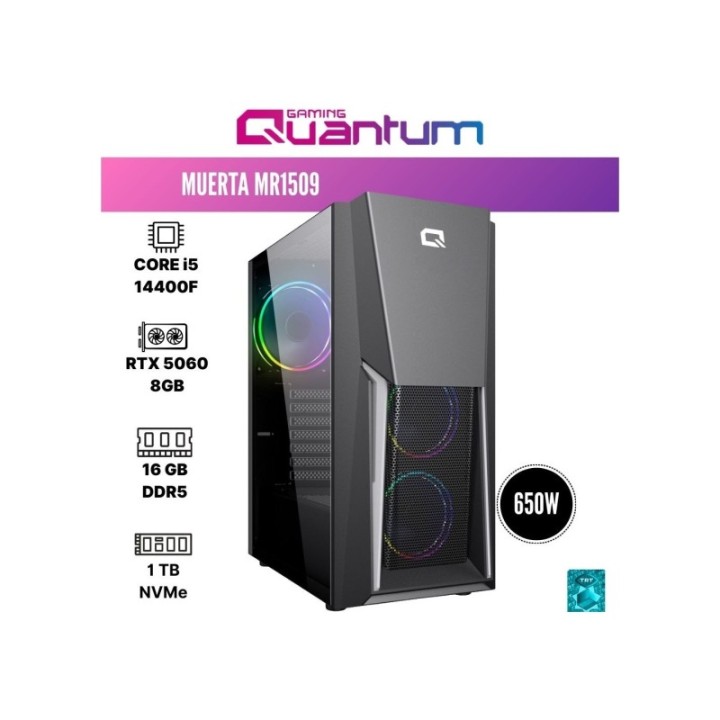 Quantum Gaming Muerta MR1509 i5-14400F 16 GB 1 TB NVMe SSD RTX5060 FreeDOS Gaming Desktop PC