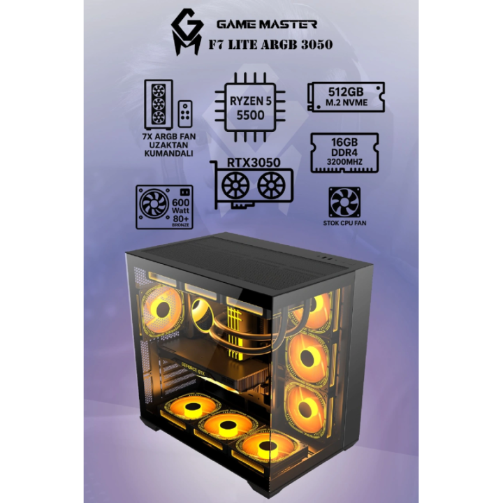 Game Master F7 Lite R5-5500 16 GB 512 GB RTX3050 DOS Gaming Desktop PC