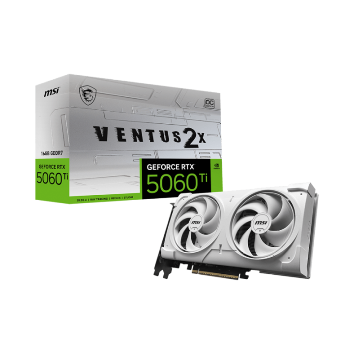 MSI Vga GeForce RTX 5060 Ti 16g Ventus 2x OC Whıte Plus RTX5060tı 16 GB GDDR7 128b Dx12 PCIe 5.0 X16 3xdp 1xhdmı