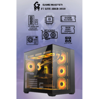 Game Master F7 Lite İ3-12100f 16 GB 512 GB RTX3050 DOS Gaming Desktop PC