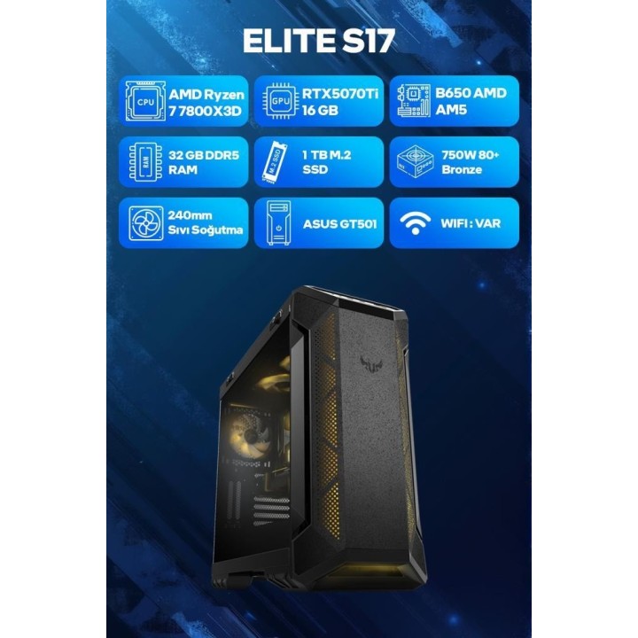 Game Garaj Elite S17 R7-7800X3D 32 GB 1 TB SSD RTX5070TI FreeDOS Oyuncu OEM Paket