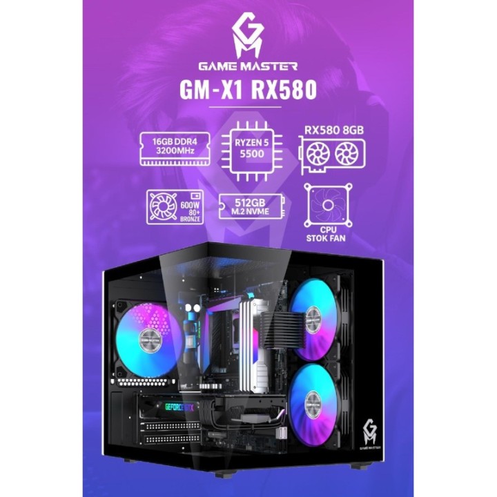 Game Master GM-X1 R5-5500 16 GB 512 GB M.2 8 GB RX580 FreeDOS Gaming Desktop PC