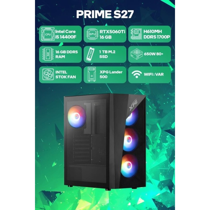 Game Garaj Prime S27 İ5-14400f 16 GB 1 TB SSD 16 GB RTX5060ti DOS Oyuncu OEM Paket