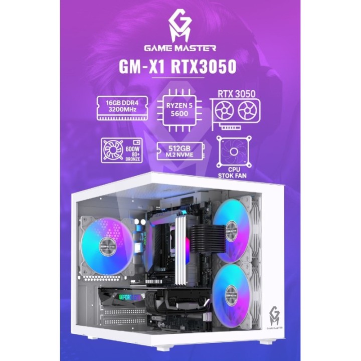 Game Master GM-X1 R5-5600 16 GB 512 GB M.2 6 GB RTX3050 FreeDOS Gaming Desktop PC