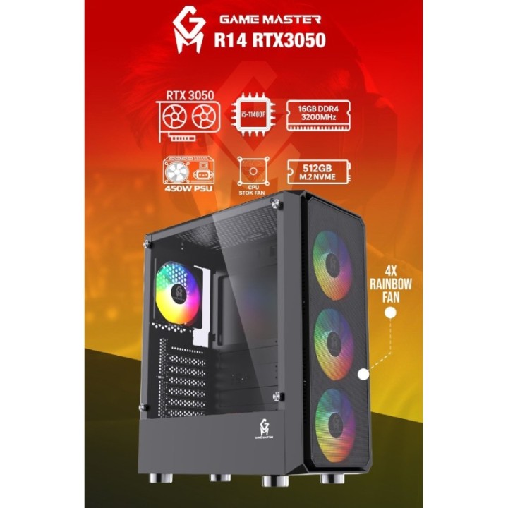 Game Master R14-3050 i5-11400F 16 GB 512 GB M.2 SSD 6 GB RTX3050 FreeDOS Gaming Desktop PC