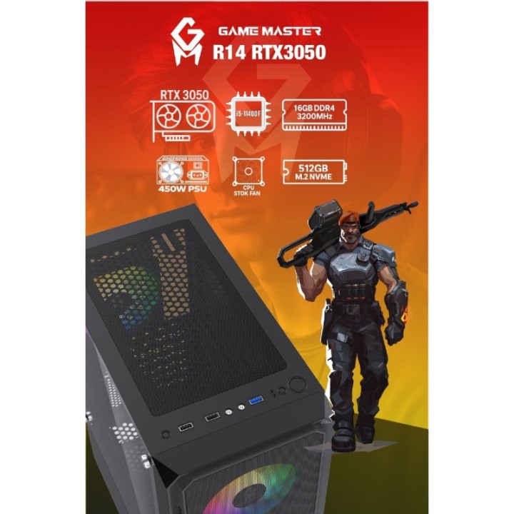 Game Master R14-3050 i5-11400F 16 GB 512 GB M.2 SSD 6 GB RTX3050 FreeDOS Gaming Desktop PC