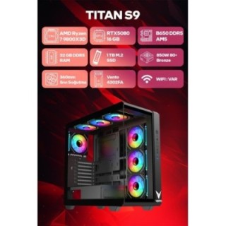 Game Garaj TITAN S9 R7-9800x3d 32 GB 1 TB SSD RTX5080 FreeDOS Oyuncu OEM Paket