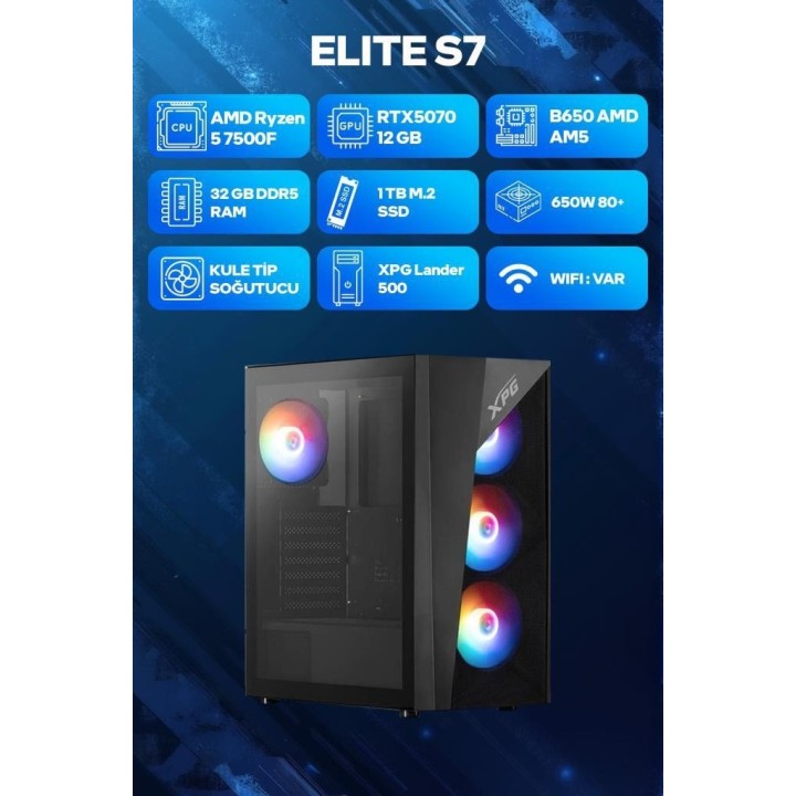 Game Garaj Elite S7 R5-7500F 32 GB 1 TB SSD RTX5070 FreeDOS Oyuncu OEM Paket