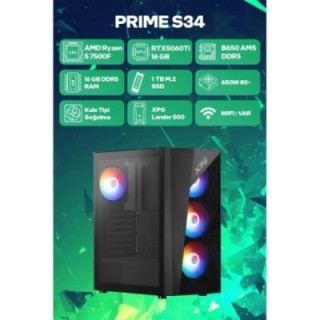 Game Garaj Prime S34 R5-7500F 16 GB 1 TB SSD 16 GB RTX5060Ti FreeDOS Gaming Desktop PC